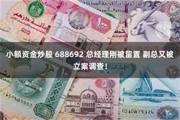 小额资金炒股 688692 总经理刚被留置 副总又被立案调查！